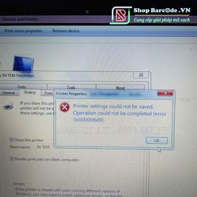 Lỗi Error 0x000006d9 – Khi share máy in mạng nội bộ